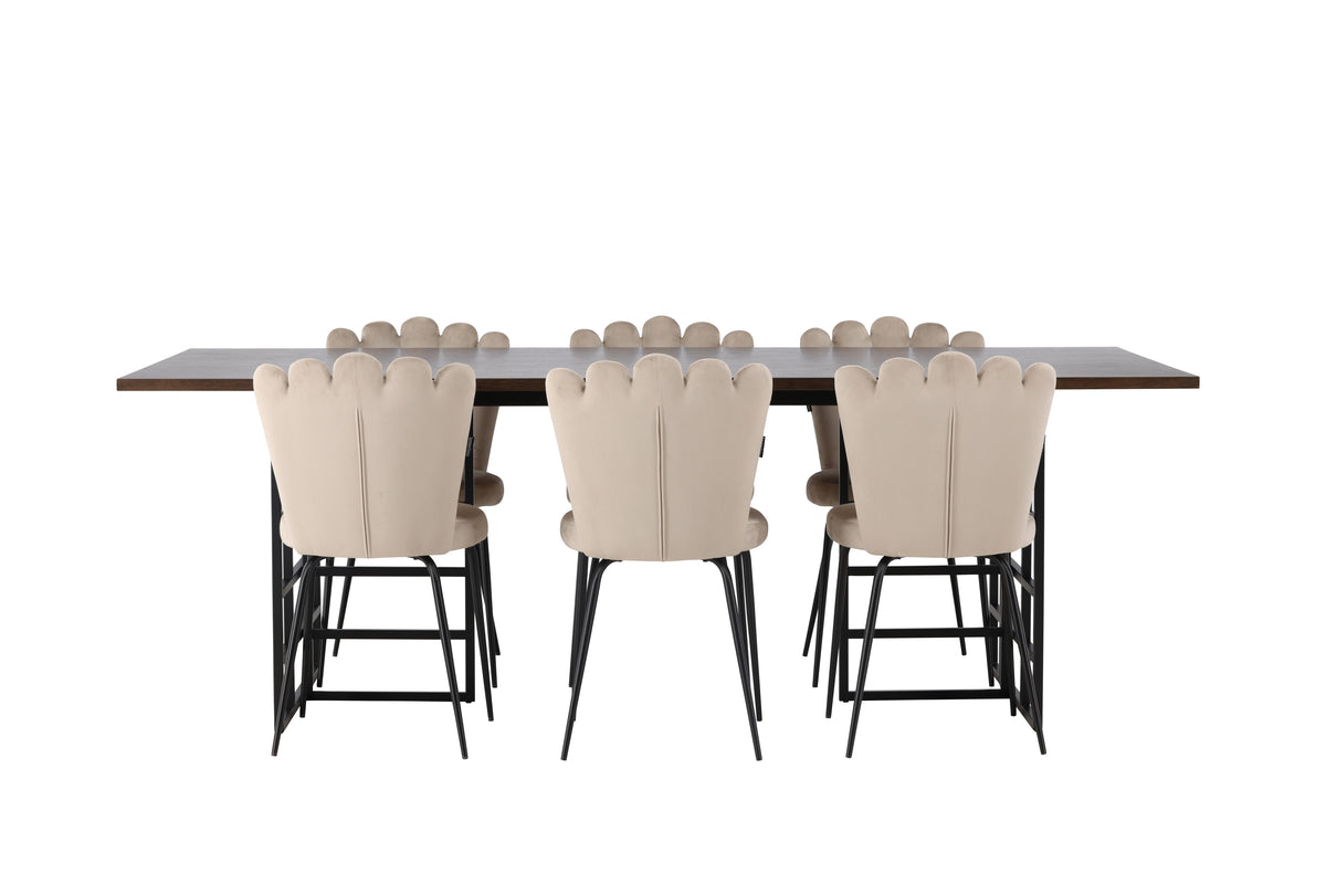 Venture Design Limhamn & Ystad Matstolar 2-pack Beige + Rektangulära Matbord 220 x 100 Mocka
