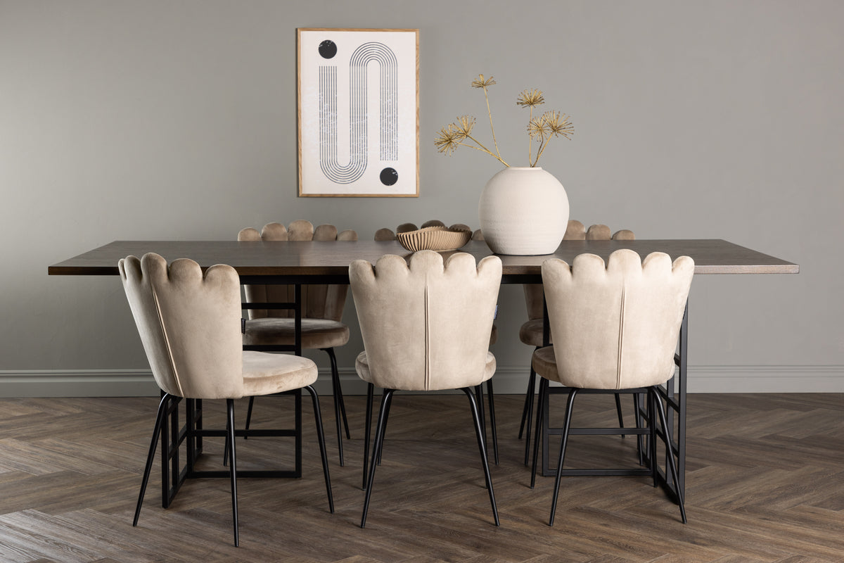 Venture Design Limhamn & Ystad Matstolar 2-pack Beige + Rektangulära Matbord 220 x 100 Mocka