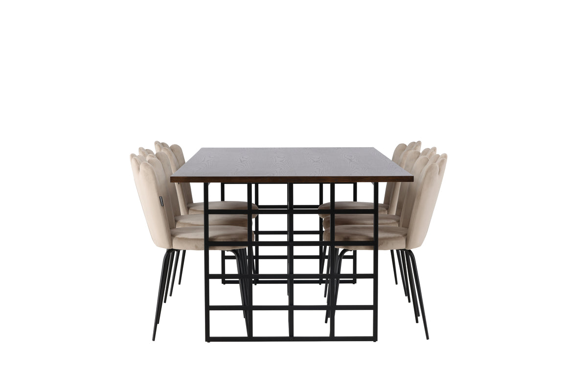 Venture Design Limhamn & Ystad Matstolar 2-pack Beige + Rektangulära Matbord 220 x 100 Mocka