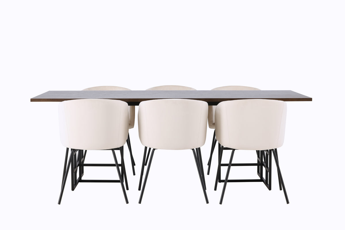 Venture Design Berit & Ystad Matstolar Beige + Rektangulära Matbord 220 x 100 Mocka