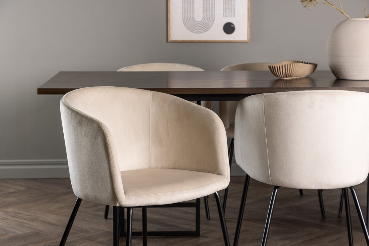 Venture Design Berit & Ystad Matstolar Beige + Rektangulära Matbord 220 x 100 Mocka
