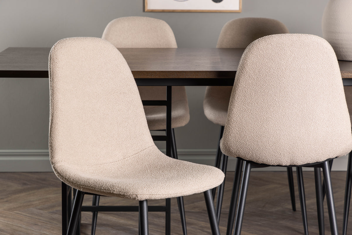 Venture Design Ystad & Polar Rektangulära Matbord 220 x 100 Mocka + Matstolar 2-pack Beige