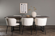 Venture Design Ystad & Edina Rektangulära Matbord 220 x 100 Mocka + Matstolar 2-pack Vit