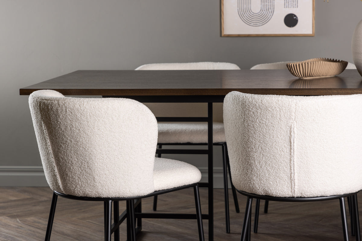 Venture Design Ystad & Edina Rektangulära Matbord 220 x 100 Mocka + Matstolar 2-pack Vit