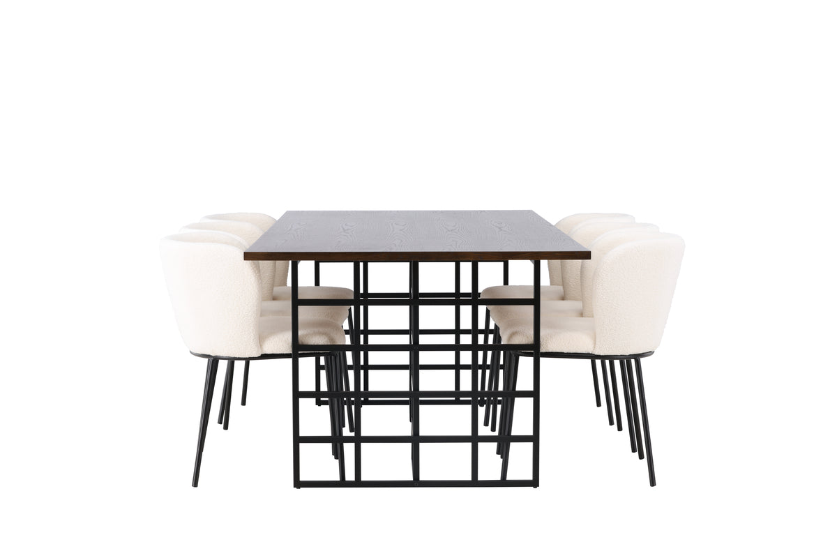 Venture Design Ystad & Edina Rektangulära Matbord 220 x 100 Mocka + Matstolar 2-pack Vit