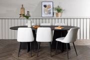 Venture Design Bootcut & Night Ovala Matbord 230 x 115 Svart + Matstolar 2-pack Vit
