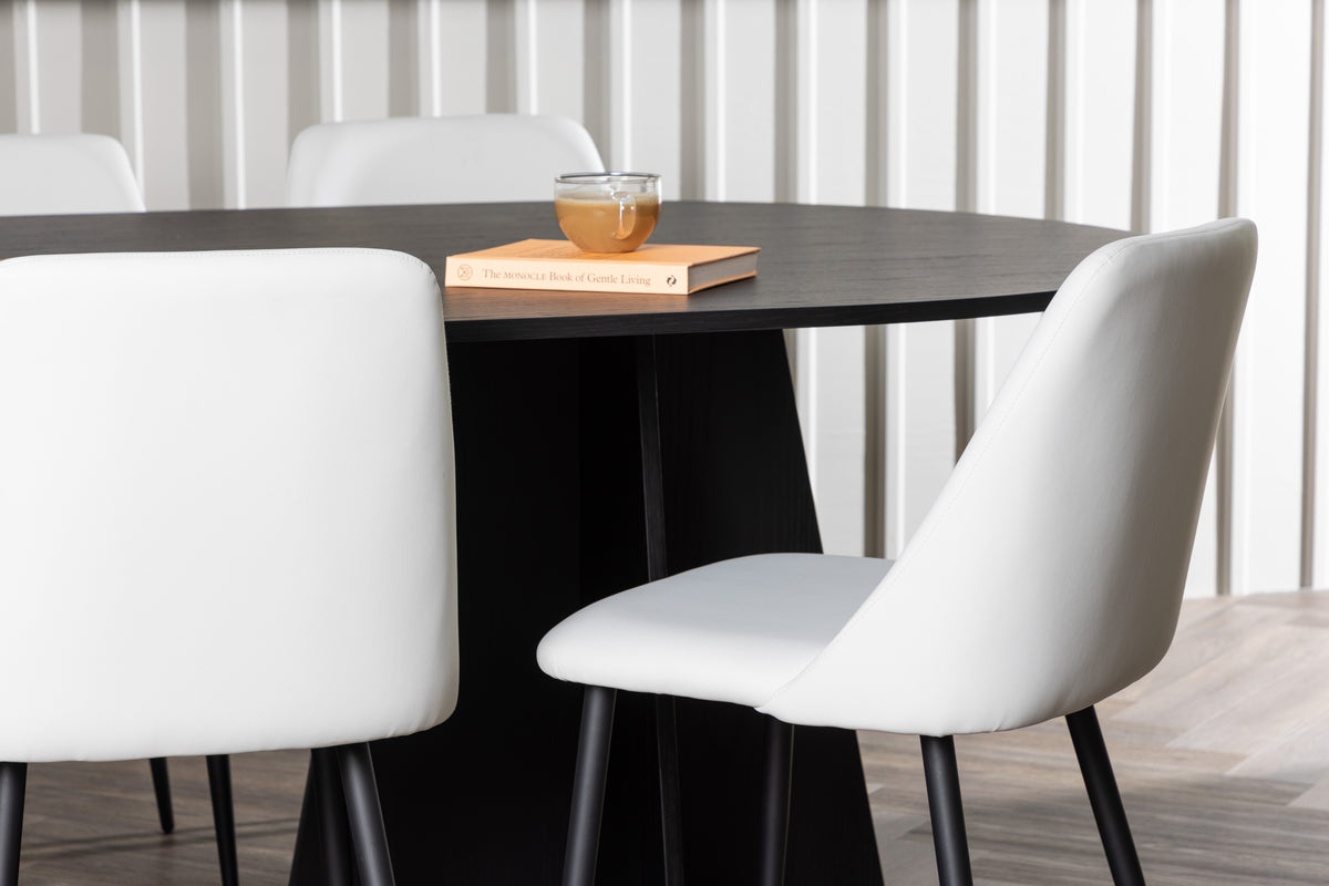 Venture Design Bootcut & Night Ovala Matbord 230 x 115 Svart + Matstolar 2-pack Vit