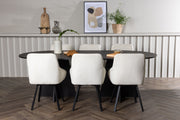 Venture Design Bootcut & Rosie Ovala Matbord 230 x 115 Svart + Matstolar 2-pack Beige