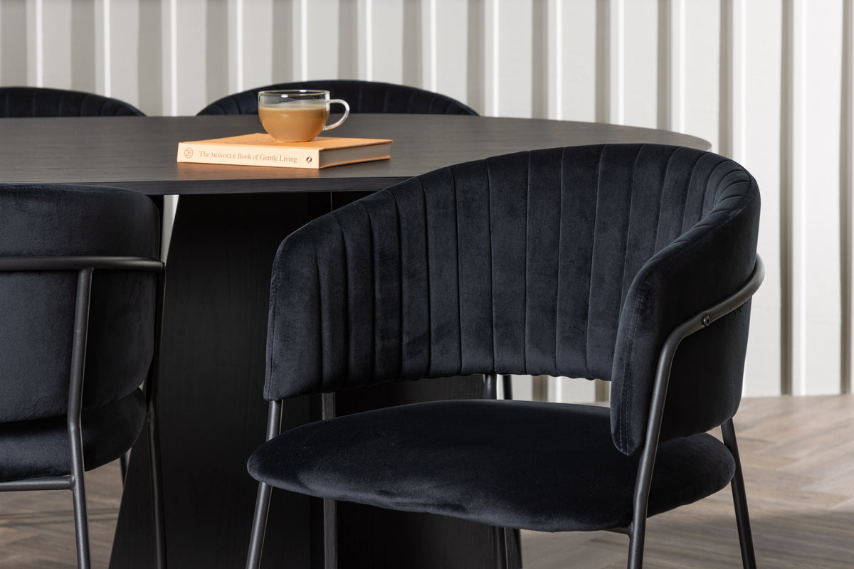 Venture Design Bootcut & Selma Ovala Matbord 230 x 115 Svart + Matstolar 2-pack Svart