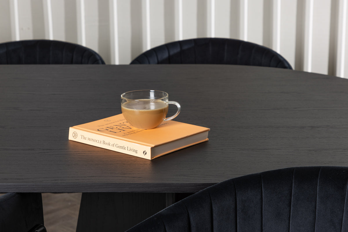 Venture Design Bootcut & Selma Ovala Matbord 230 x 115 Svart + Matstolar 2-pack Svart