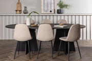 Venture Design Bootcut & Polar Ovala Matbord 230 x 115 Svart + Matstolar 2-pack Beige
