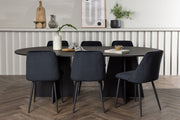 Venture Design Bootcut & Night Ovala Matbord 230 x 115 Svart + Matstolar 2-pack Svart