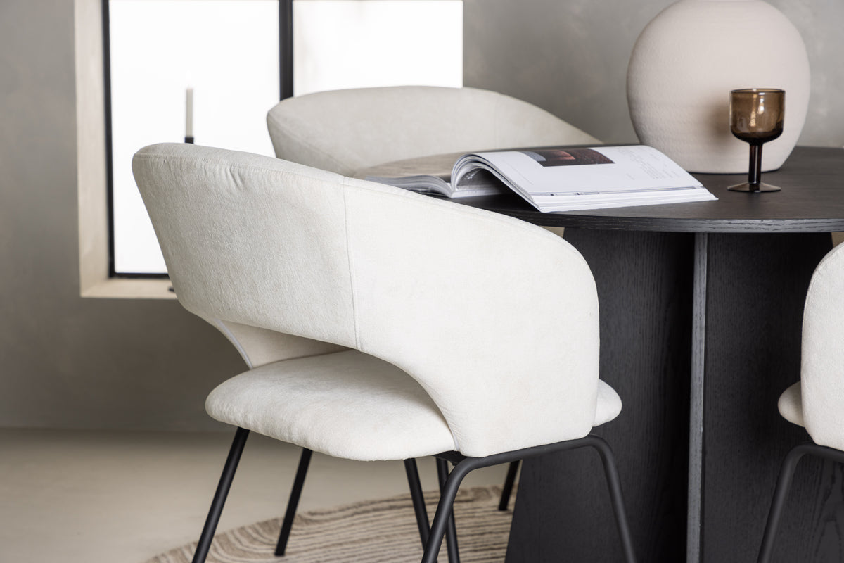 Venture Design Bootcut & Day Runda Matbord ⌀110 Svart + Matstolar 2-pack Off-white