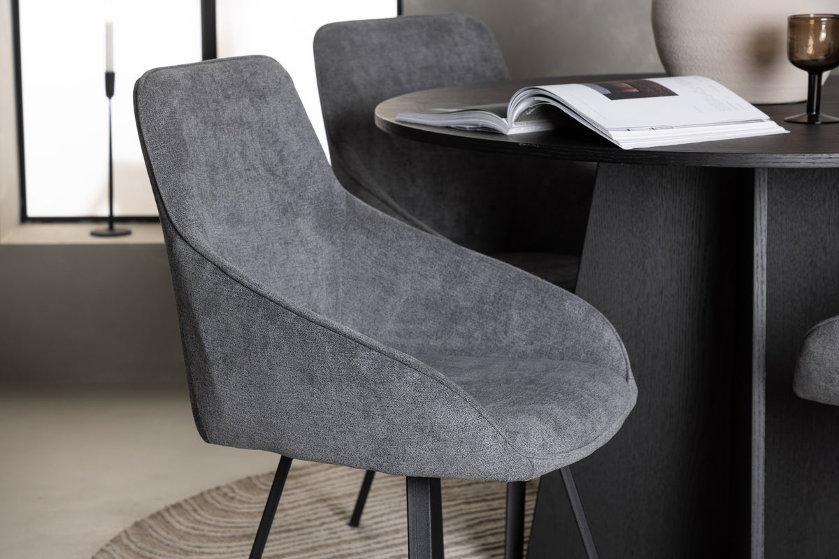 Venture Design Bootcut & Rosie Runda Matbord ⌀110 Svart + Matstolar 2-pack Grå