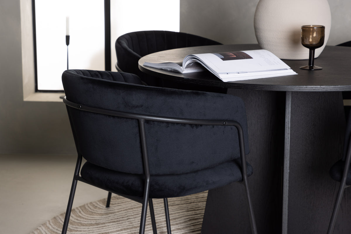 Venture Design Bootcut & Selma Runda Matbord ⌀110 Svart + Matstolar 2-pack Svart