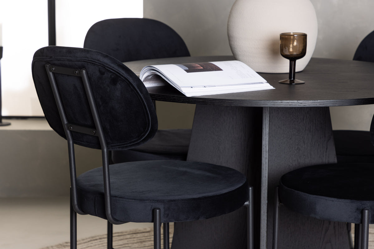 Venture Design Bootcut & Stella Runda Matbord ⌀110 Svart + Matstolar 2-pack Svart