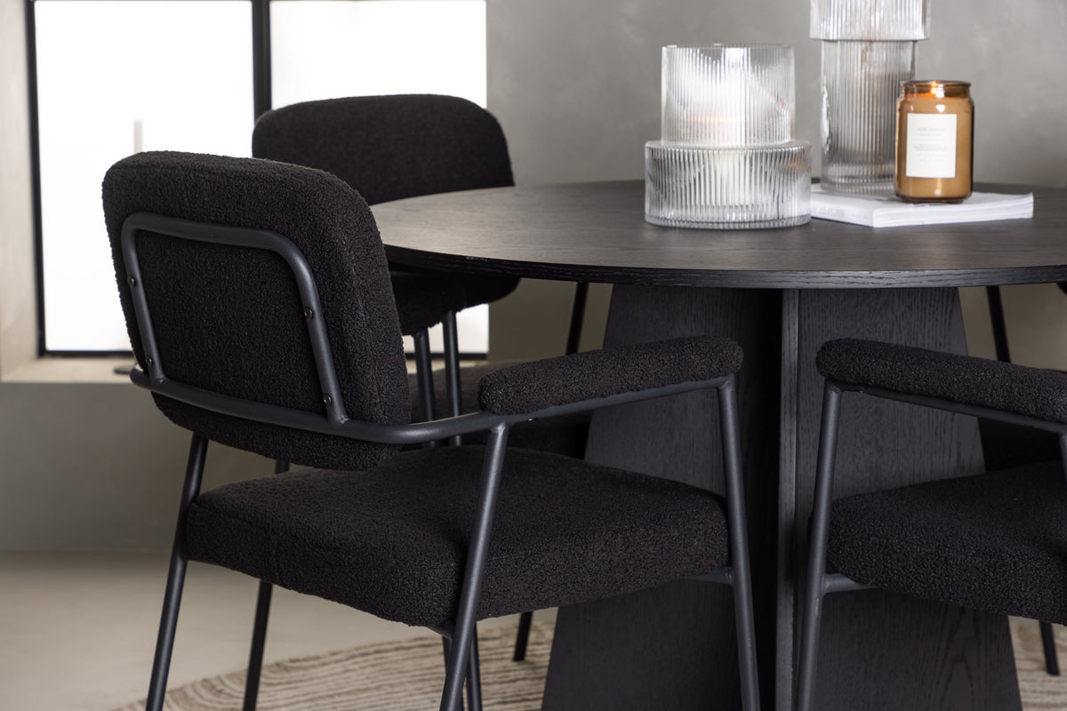 Venture Design Bootcut & Yesterday Runda Matbord ⌀110 Svart + Matstolar 2-pack Svart