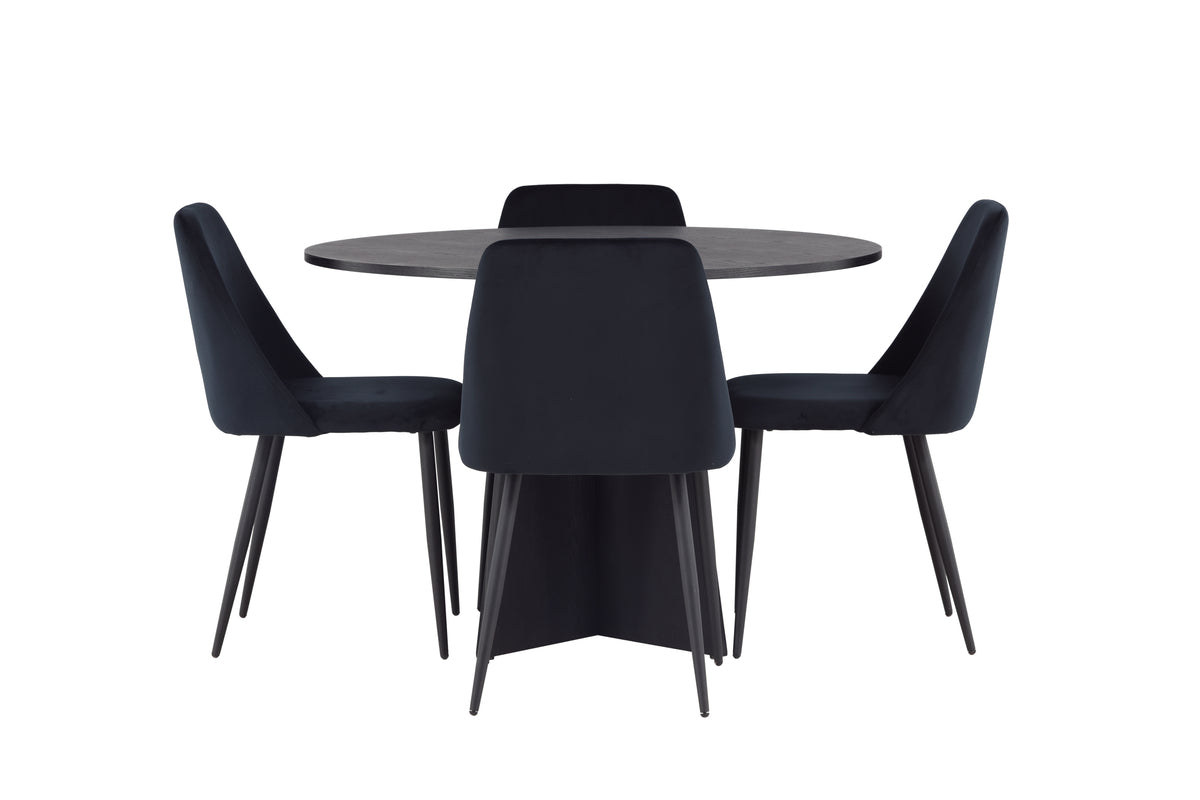 Venture Design Bootcut & Night Runda Matbord ⌀110 Svart + Matstolar 2-pack Svart