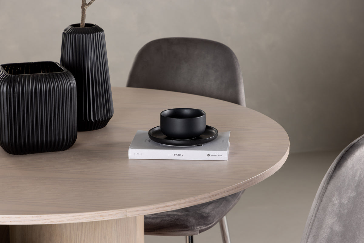 Venture Design Olivia & Eva Runda Matbord ⌀110 Vitputsad + Matstolar 2-pack Ljusgrå