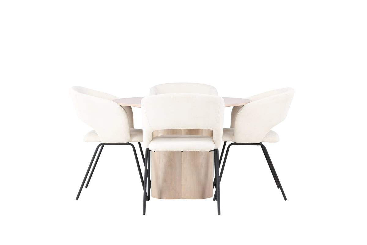 Venture Design Olivia & Day Runda Matbord ⌀110 Vitputsad + Matstolar 2-pack Off-white