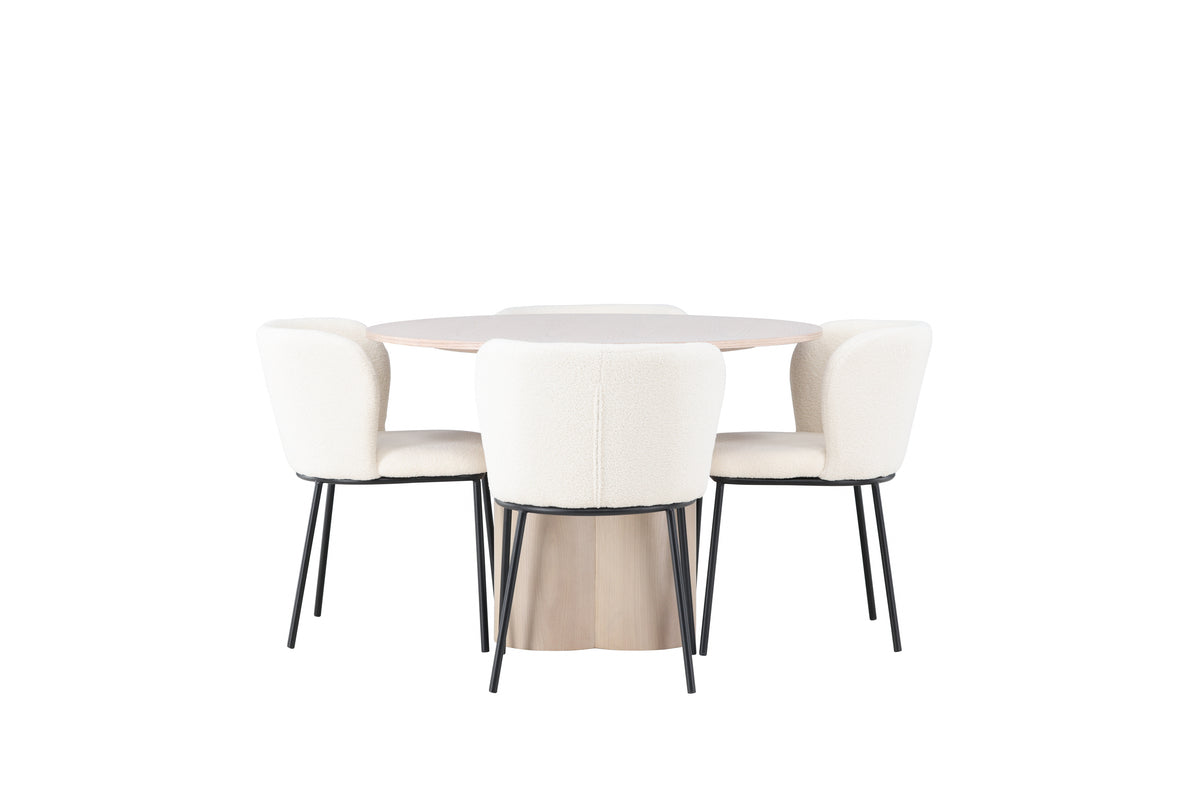 Venture Design Olivia & Edina Runda Matbord ⌀110 Vitputsad + Matstolar 2-pack Vit