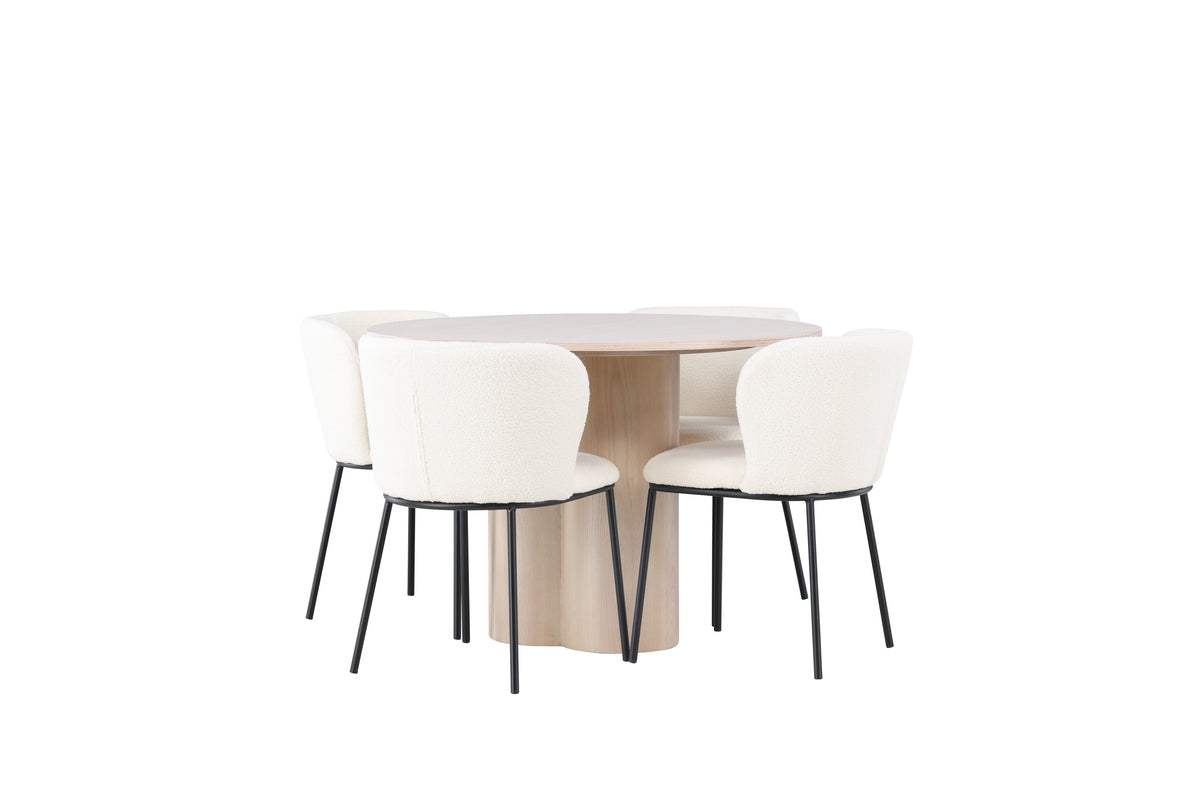 Venture Design Olivia & Edina Runda Matbord ⌀110 Vitputsad + Matstolar 2-pack Vit