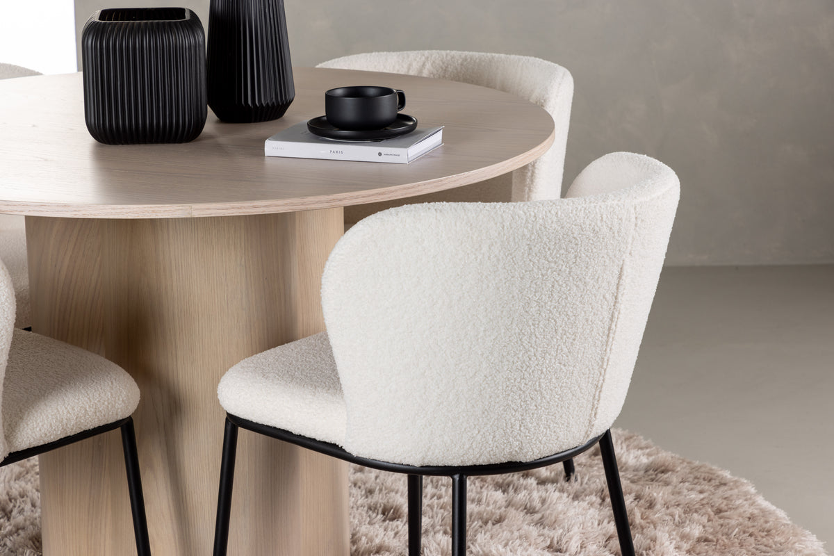 Venture Design Olivia & Edina Runda Matbord ⌀110 Vitputsad + Matstolar 2-pack Vit