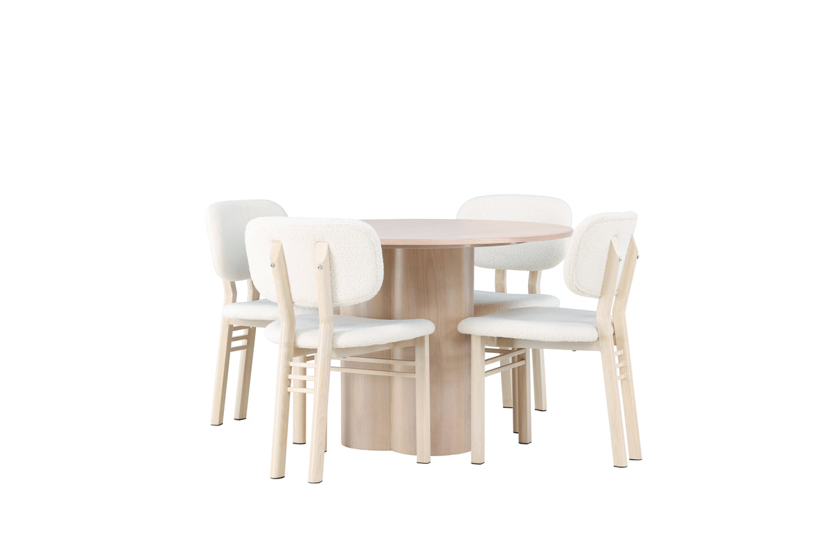 Venture Design Olivia & Sia Matbord ⌀110 + Matstolar Vit