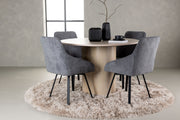 Venture Design Olivia & Rosie Runda Matbord ⌀110 Vitputsad + Matstolar 2-pack Grå