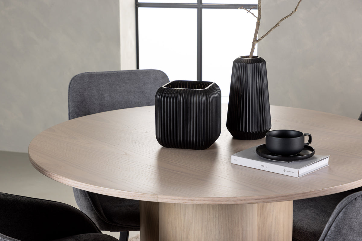 Venture Design Olivia & Rosie Runda Matbord ⌀110 Vitputsad + Matstolar 2-pack Grå