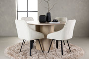Venture Design Olivia & Rosie Runda Matbord ⌀110 Vitputsad + Matstolar 2-pack Beige