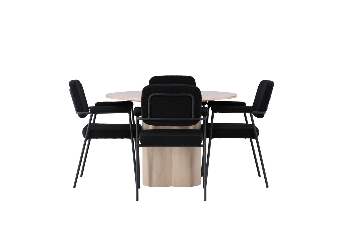 Venture Design Olivia & Yesterday Runda Matbord ⌀110 Vitputsad + Matstolar 2-pack Svart
