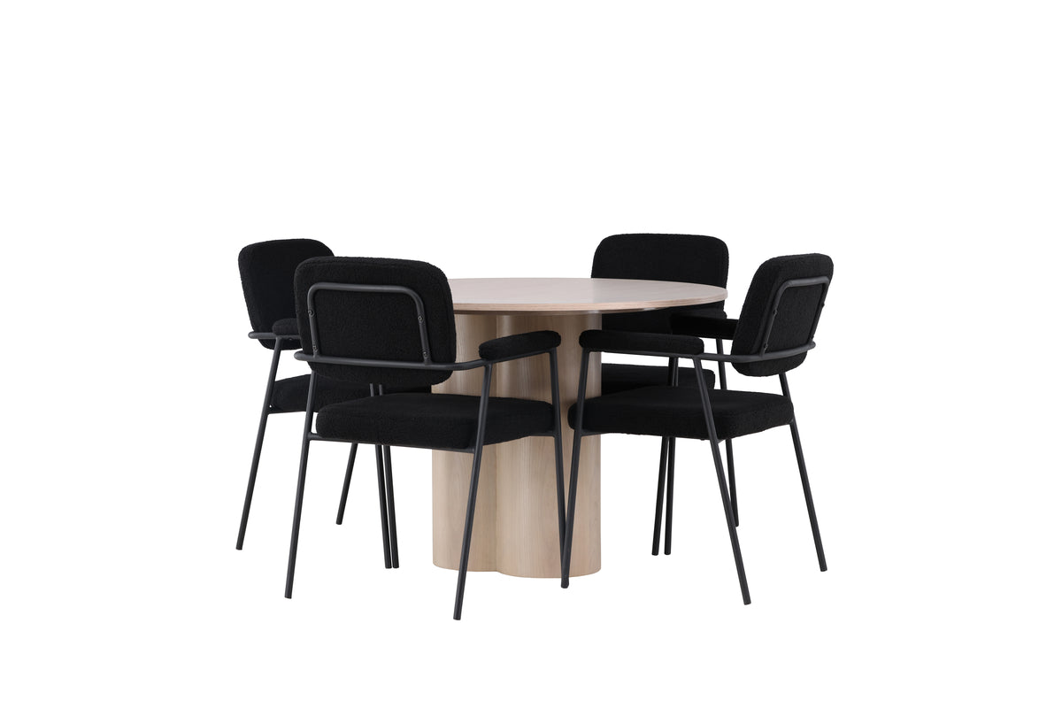 Venture Design Olivia & Yesterday Runda Matbord ⌀110 Vitputsad + Matstolar 2-pack Svart