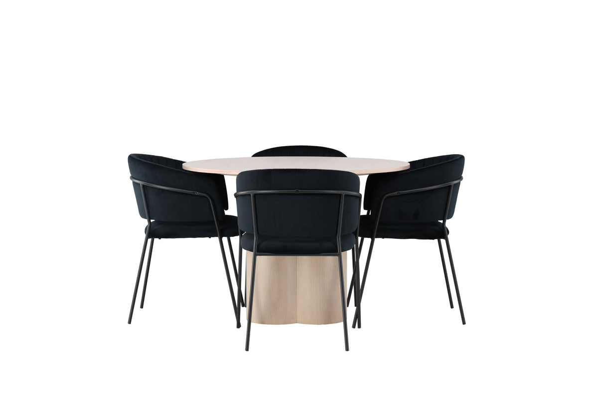 Venture Design Olivia & Selma Runda Matbord ⌀110 Vitputsad + Matstolar 2-pack Svart