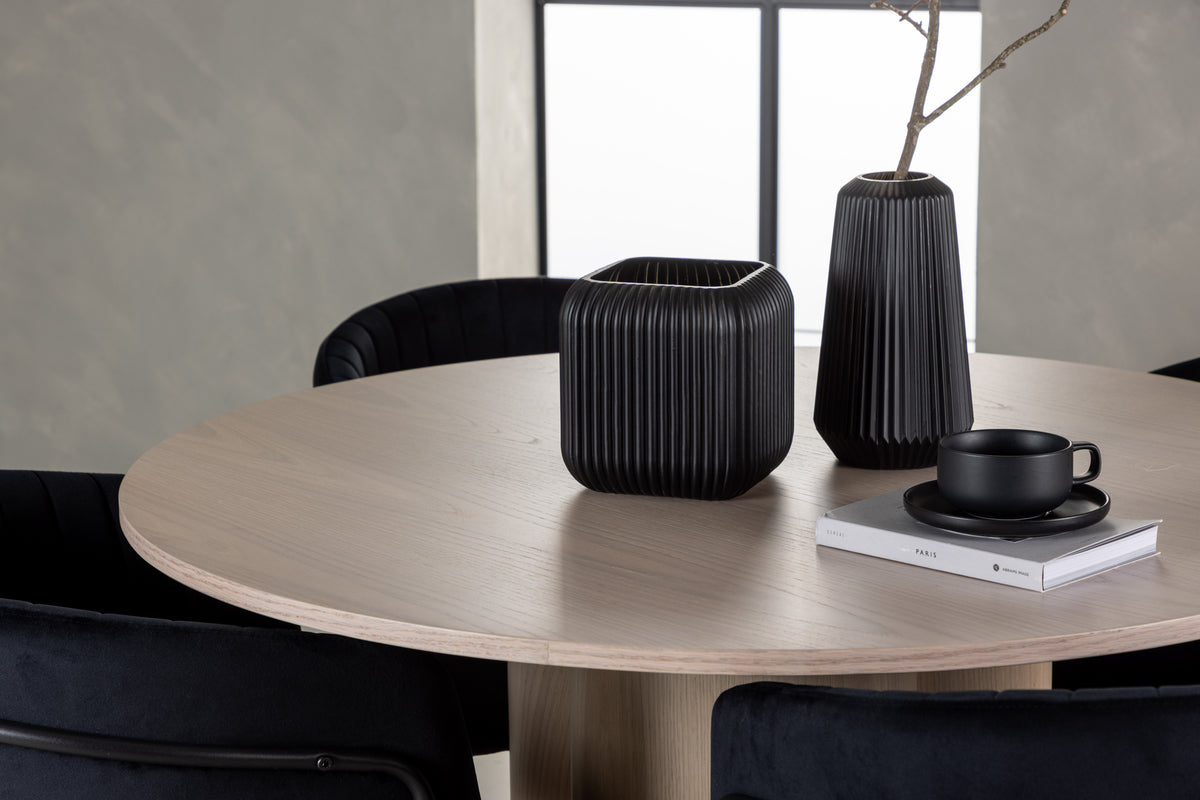 Venture Design Olivia & Selma Runda Matbord ⌀110 Vitputsad + Matstolar 2-pack Svart