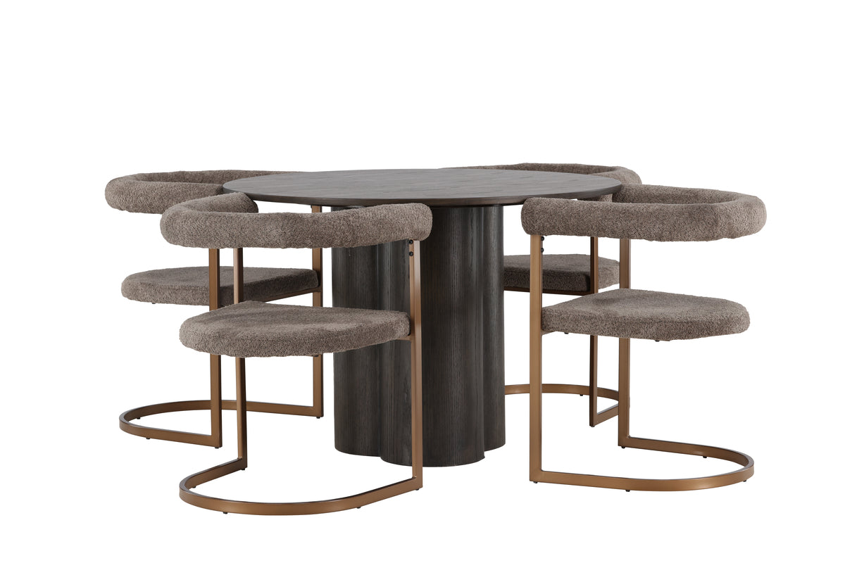 Venture Design Olivia & Morning Runda Matbord ⌀110 Mocka + Matstolar 2-pack Brun