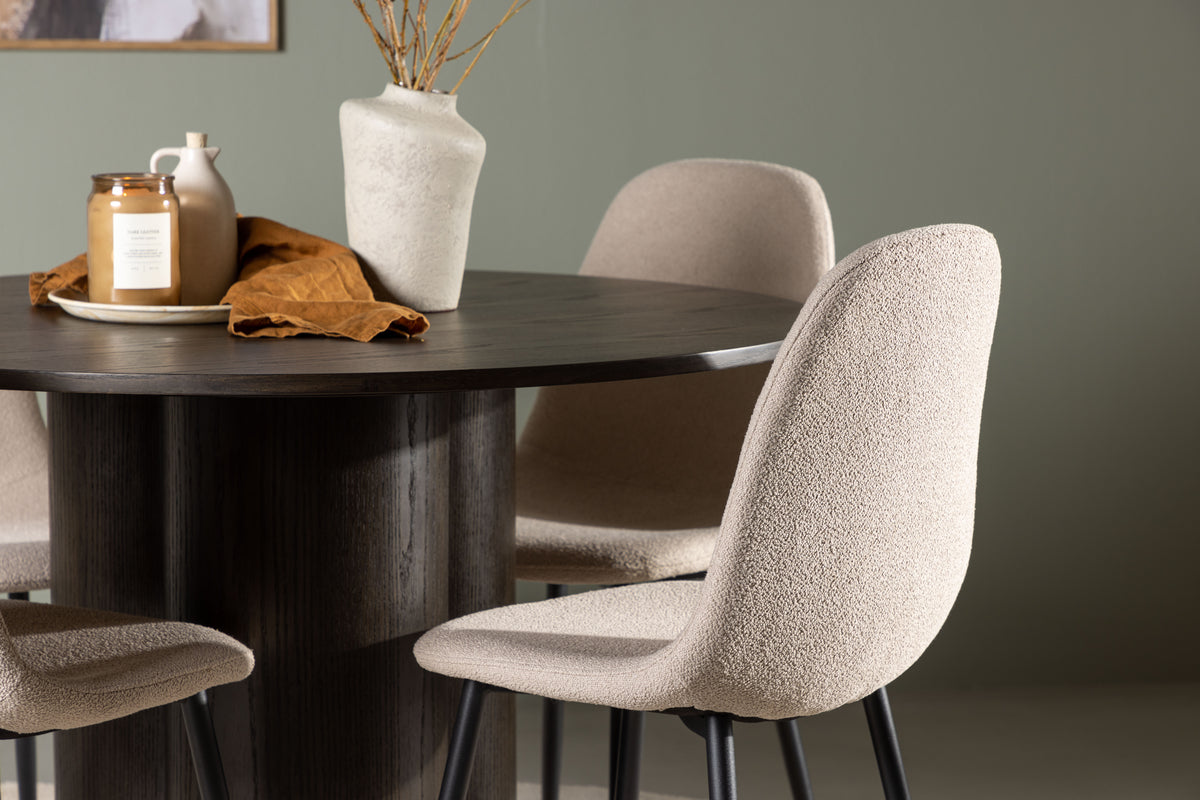 Venture Design Olivia & Polar Runda Matbord ⌀110 Mocka + Matstolar 2-pack Beige