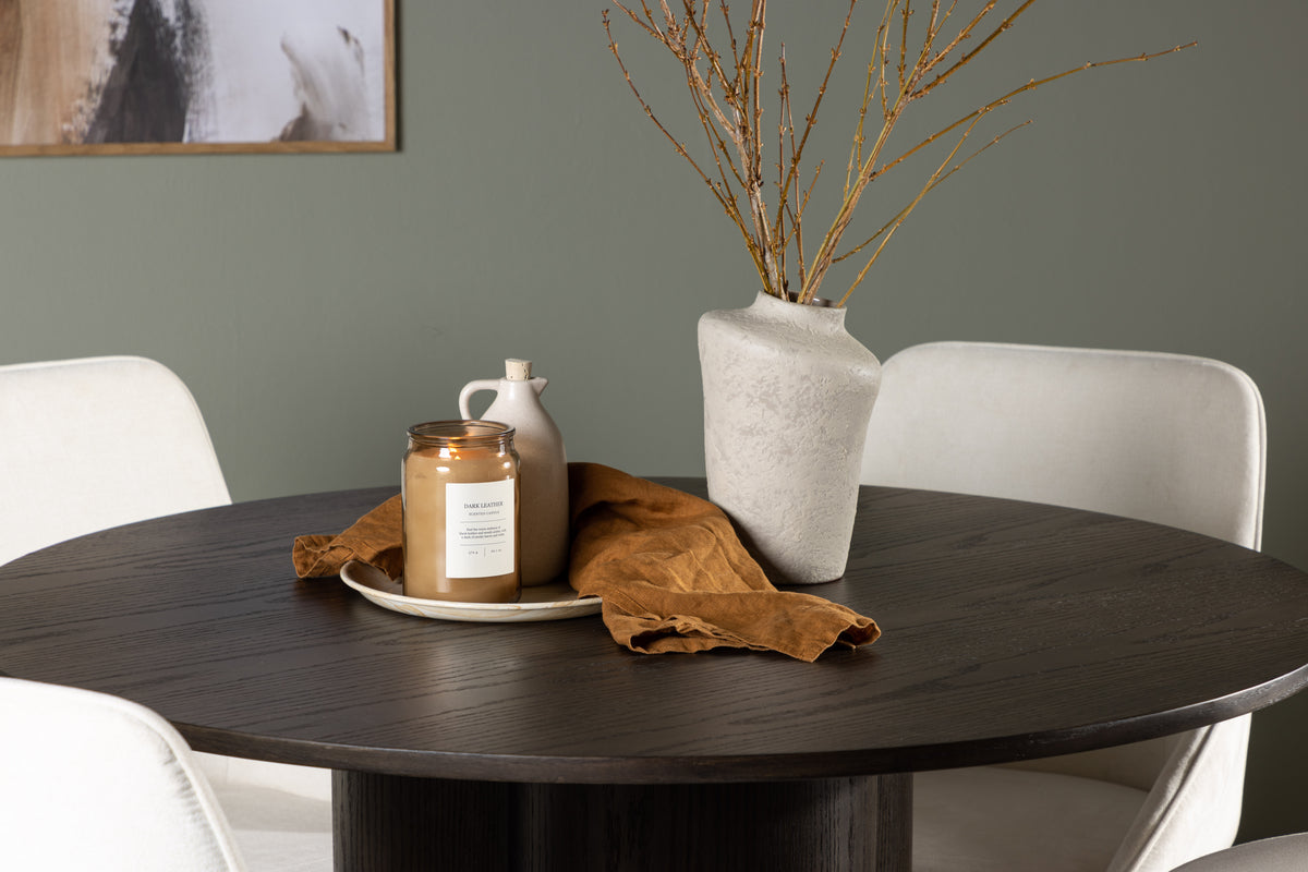 Venture Design Olivia & Rosie Runda Matbord ⌀110 Mocka + Matstolar 2-pack Beige