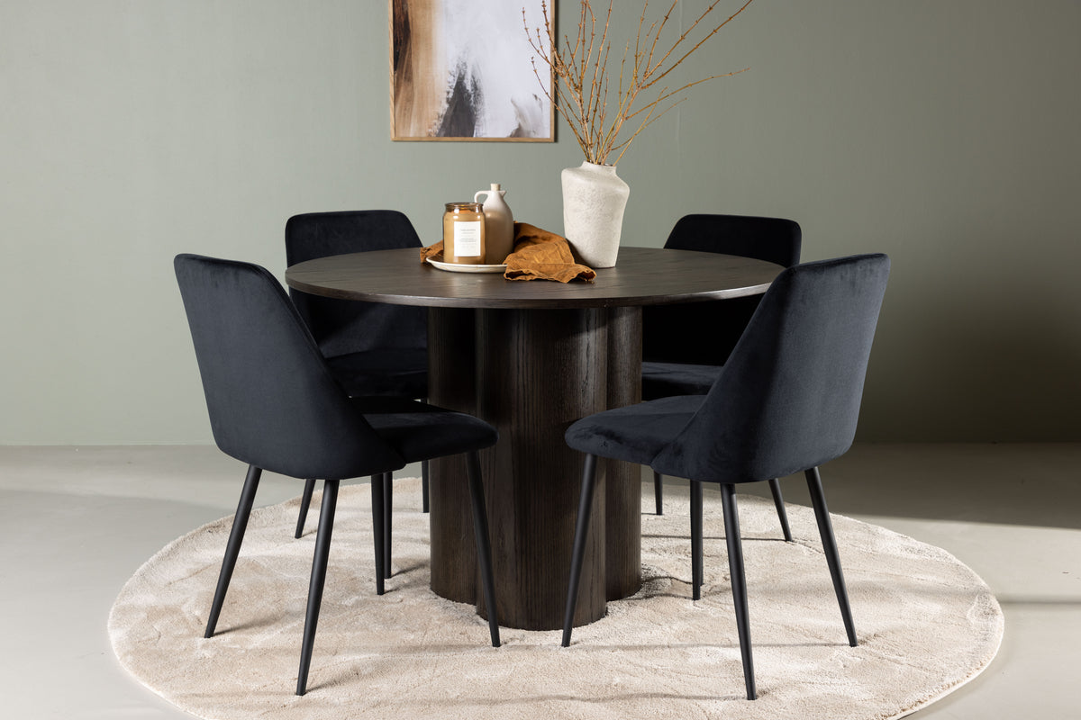 Venture Design Olivia & Night Runda Matbord ⌀110 Mocka + Matstolar 2-pack Svart