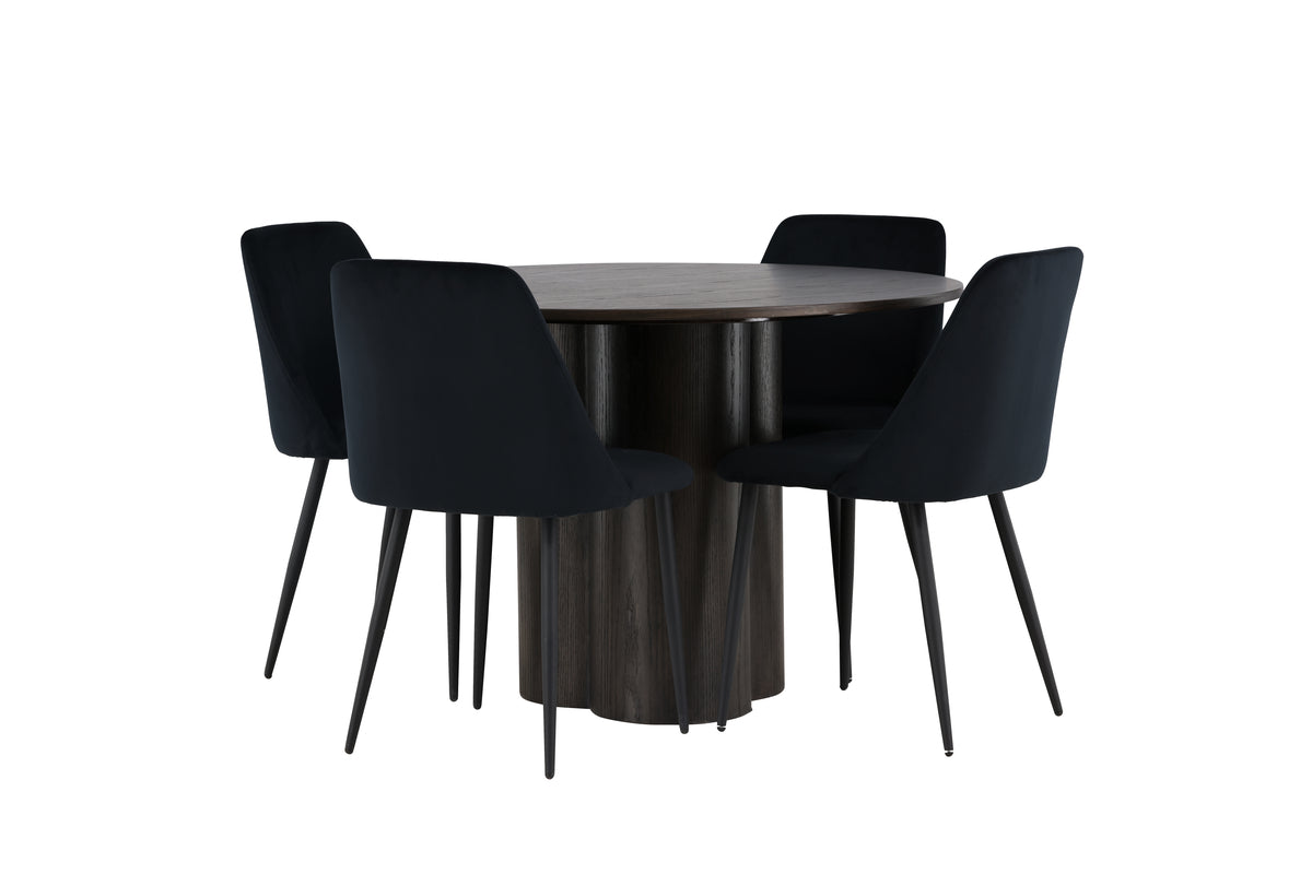 Venture Design Olivia & Night Runda Matbord ⌀110 Mocka + Matstolar 2-pack Svart