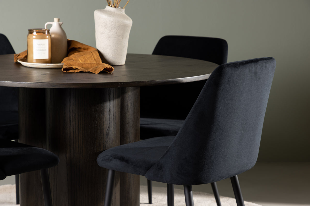 Venture Design Olivia & Night Runda Matbord ⌀110 Mocka + Matstolar 2-pack Svart