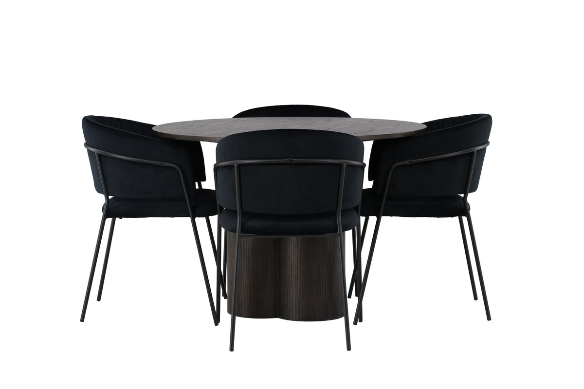 Venture Design Olivia & Selma Runda Matbord ⌀110 Mocka + Matstolar 2-pack Svart