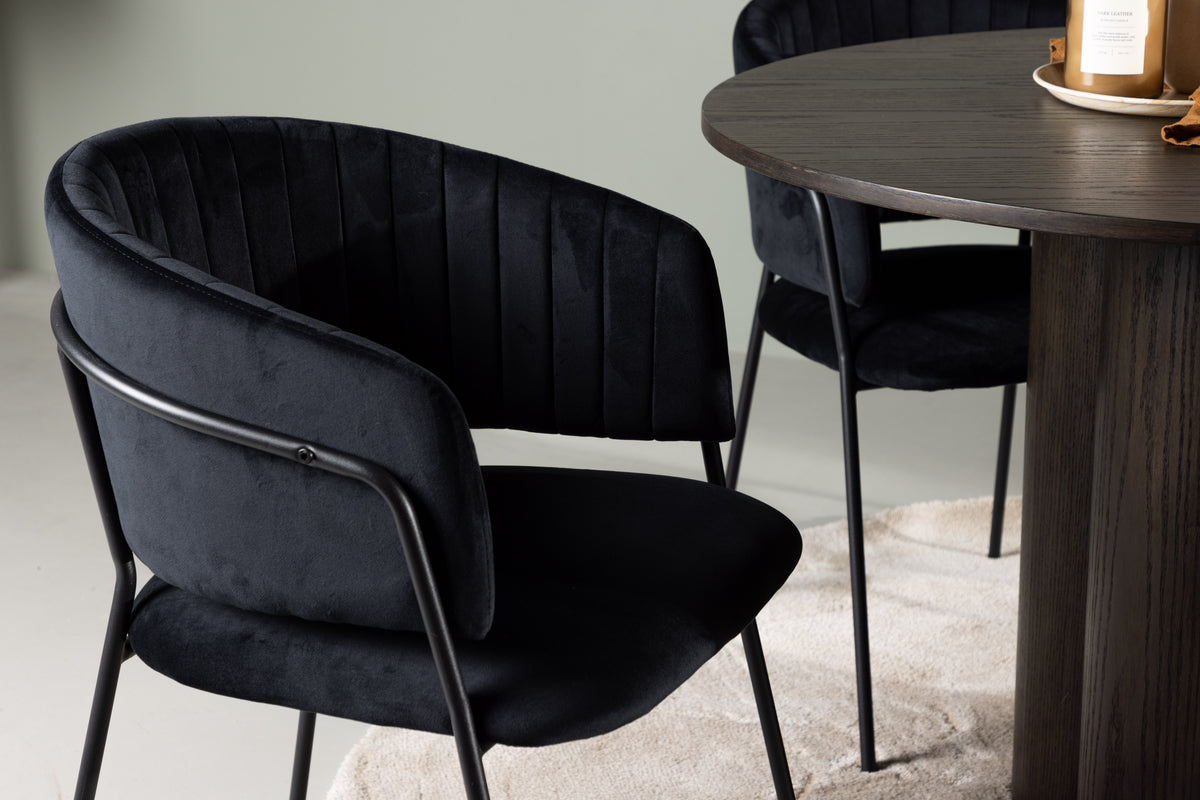 Venture Design Olivia & Selma Runda Matbord ⌀110 Mocka + Matstolar 2-pack Svart