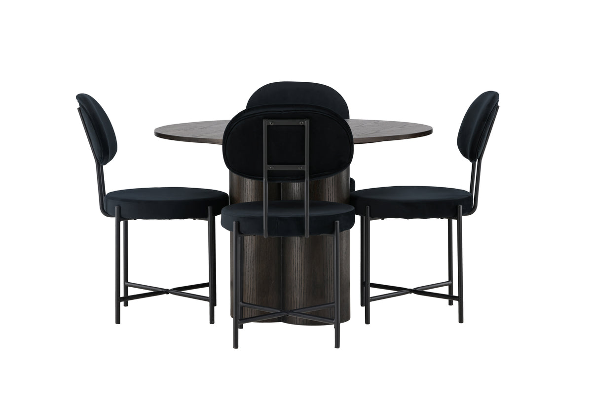 Venture Design Olivia & Stella Runda Matbord ⌀110 Mocka + Matstolar 2-pack Svart