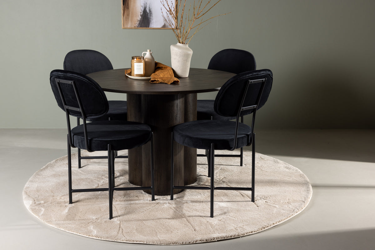 Venture Design Olivia & Stella Runda Matbord ⌀110 Mocka + Matstolar 2-pack Svart