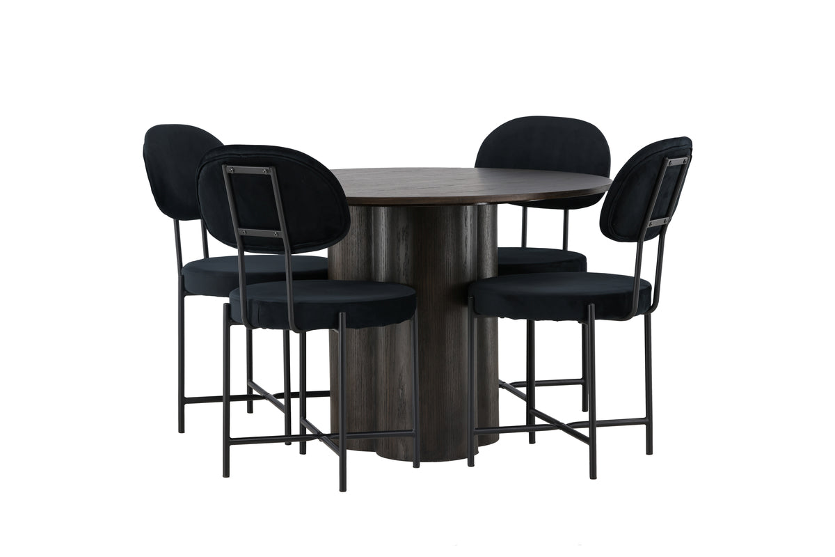 Venture Design Olivia & Stella Runda Matbord ⌀110 Mocka + Matstolar 2-pack Svart