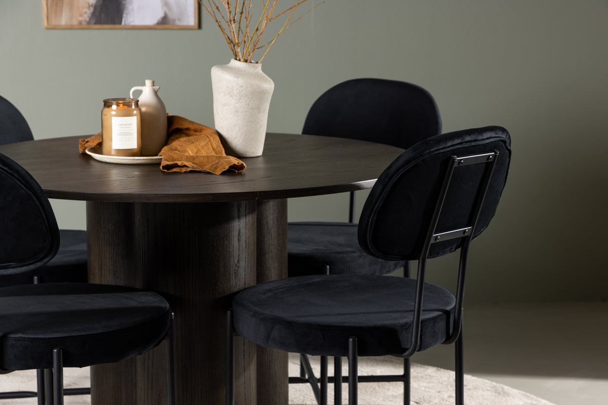 Venture Design Olivia & Stella Runda Matbord ⌀110 Mocka + Matstolar 2-pack Svart