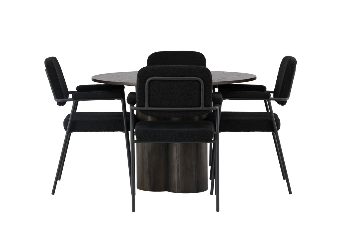 Venture Design Olivia & Yesterday Runda Matbord ⌀110 Mocka + Matstolar 2-pack Svart