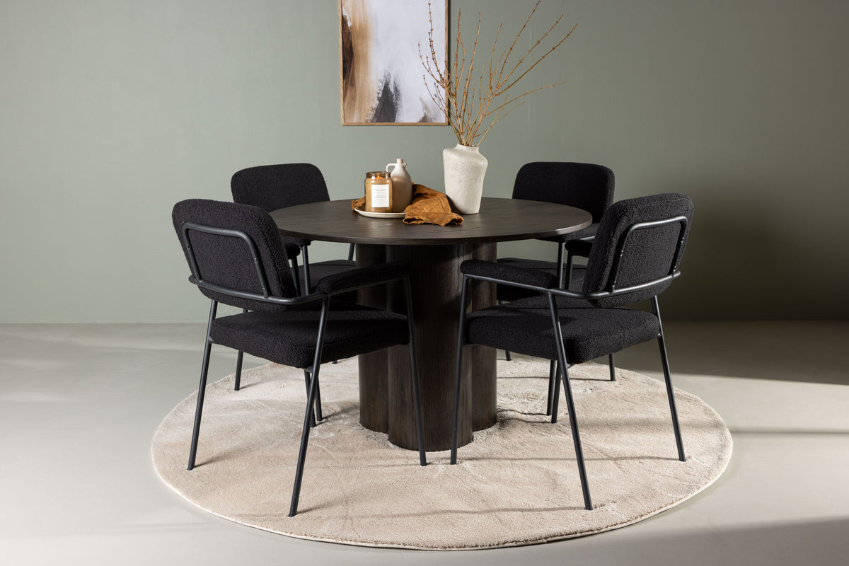 Venture Design Olivia & Yesterday Runda Matbord ⌀110 Mocka + Matstolar 2-pack Svart