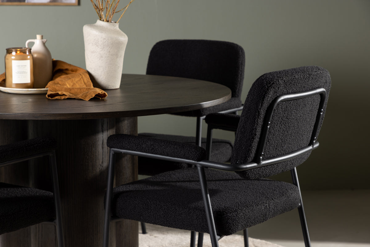 Venture Design Olivia & Yesterday Runda Matbord ⌀110 Mocka + Matstolar 2-pack Svart